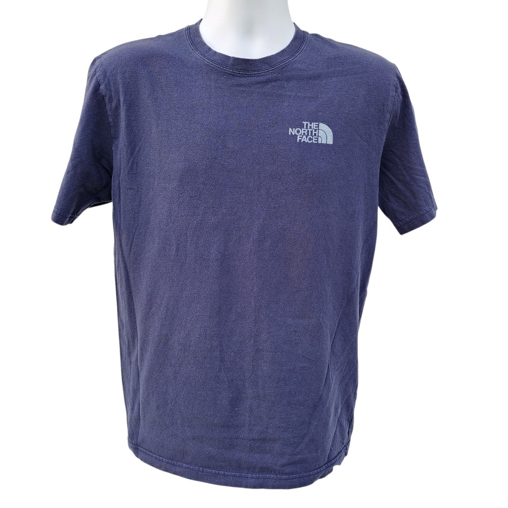 The North Face Graphic T Shirt Mens Medium Blue Double Sided Logo Tee M